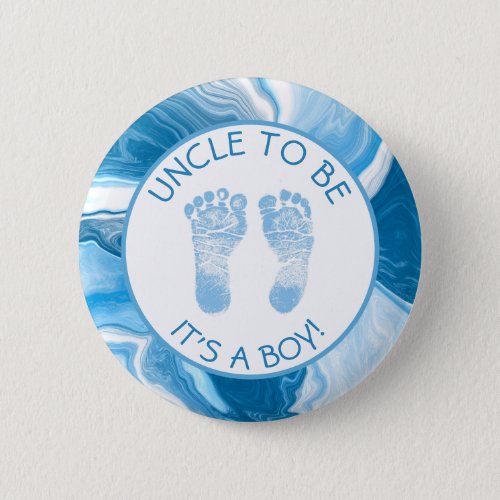Uncle  to be Blue Marble Baby Shower Button
