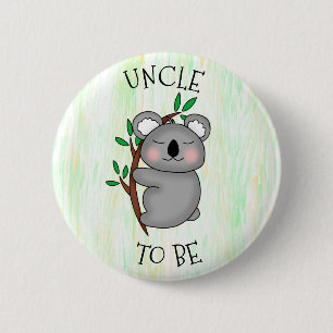 Uncle To Be   Koala themed Baby Shower Button