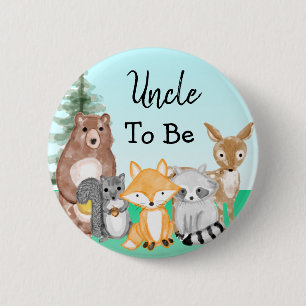 Uncle To Be Woodland Creatures Baby Shower Button