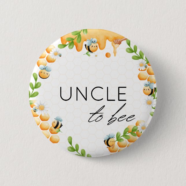 UNCLE to Bee Honey Bumble Bee Baby Shower Button (Front)