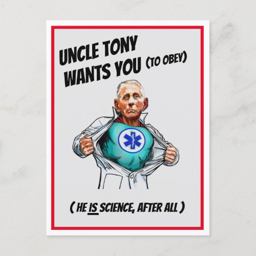 Uncle Tony Wants You to obey Postcard