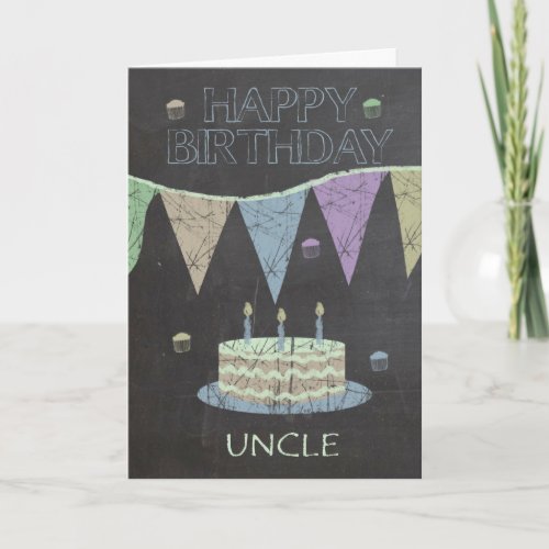 Uncle Trendy Chalk Board Effect Birthday Cake Card