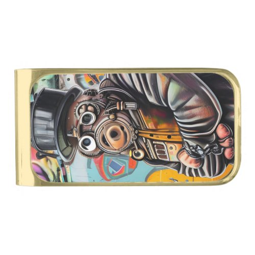 Uncle Wallys Steampunk Gas Mask Gold Finish Money Clip