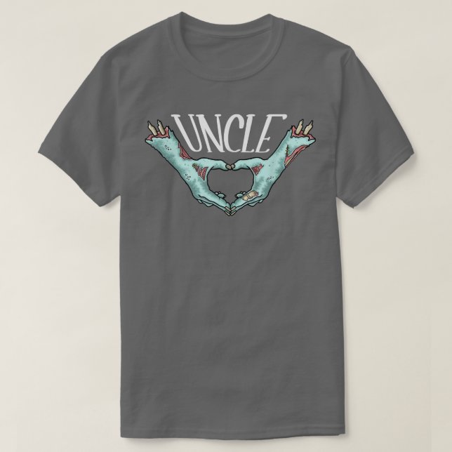 Uncle Zombie Hand Heart Halloween Costume Family M T-Shirt (Design Front)