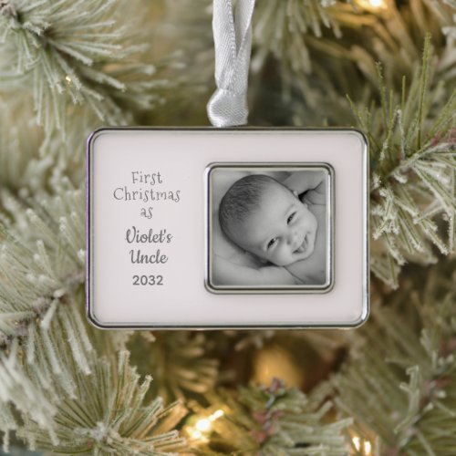 Uncles 1st Christmas Niece Personalized Name Photo Christmas Ornament