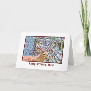 Uncle's Birthday Card with Deer and Crab Apples