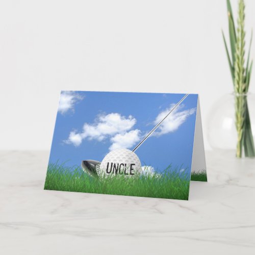 Uncles birthday golf ball in grass card