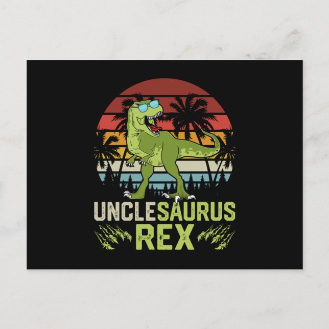 Unclesarurus Rex | Cool Retro Dinosaur Design Postcard (Front)