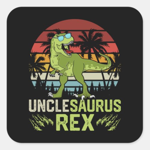 Unclesarurus Rex  Cool Retro Dinosaur Design Square Sticker