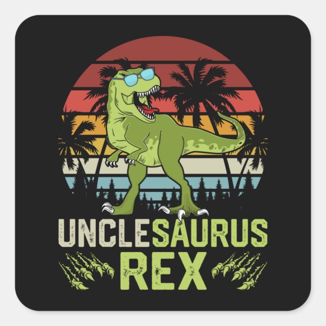 Unclesarurus Rex | Cool Retro Dinosaur Design Square Sticker (Front)