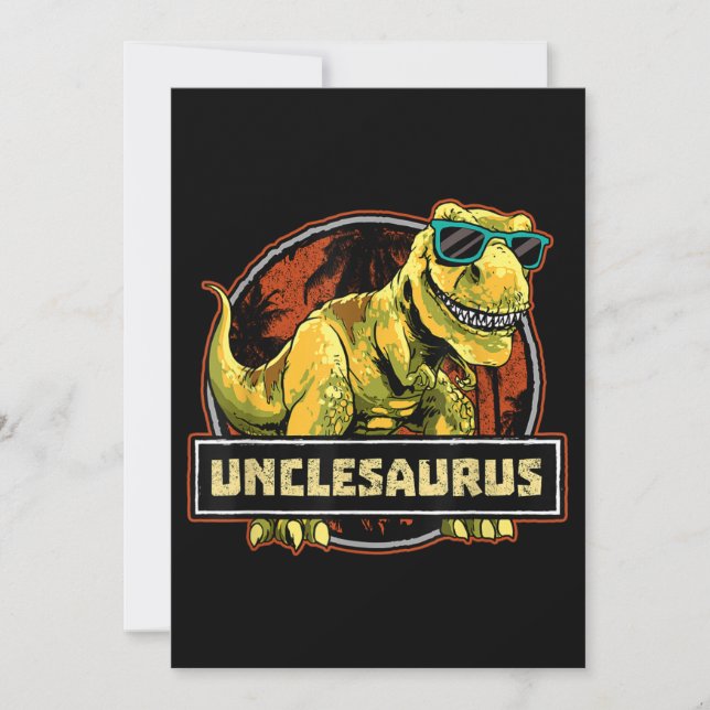 Unclesaurus T rex Uncle Saurus Dinosaur Invitation (Front)