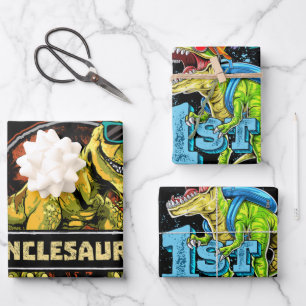 Unclesaurus T rex Uncle Saurus Dinosaur Wrapping Paper Sheets