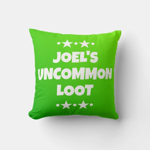Uncommon Loot Green White Gamer Name Slogan  Throw Pillow