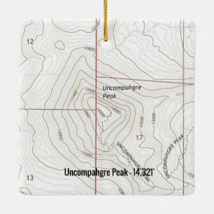 Uncompahgre Peak Colorado Fourteener Ceramic Ornament