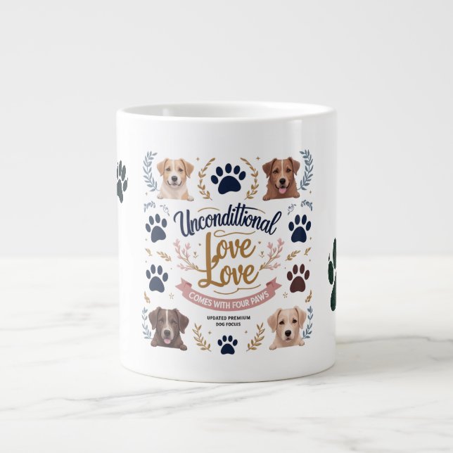 Unconditional Love Comes with Four Paws  Giant Coffee Mug (Front)