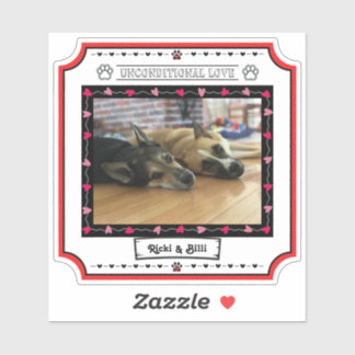 Unconditional Love Dog Photo with Hearts & Paws Sticker