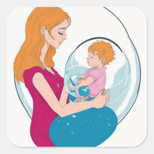 Unconditional Love Mother and Baby Love Sticker Square Sticker