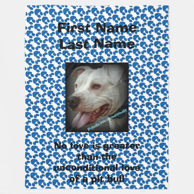 Unconditional Love of a Pit Bull (personalized) Fleece Blanket (Front)