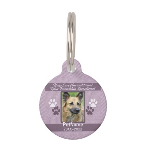 Unconditional Love Pet Sympathy Custom Pet ID Tag