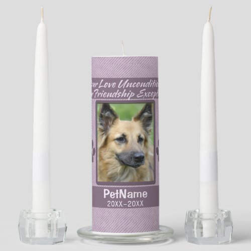 Unconditional Love Pet Sympathy Custom Unity Candle Set