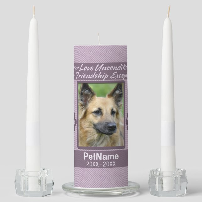 Unconditional Love Pet Sympathy Custom Unity Candle Set (Front)