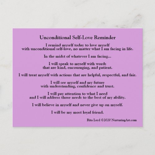 Unconditional self_love reminder post card