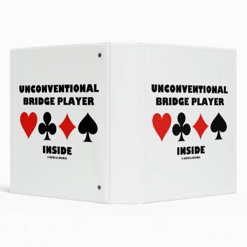 Unconventional Bridge Player Inside Card Suits 3 Ring Binder