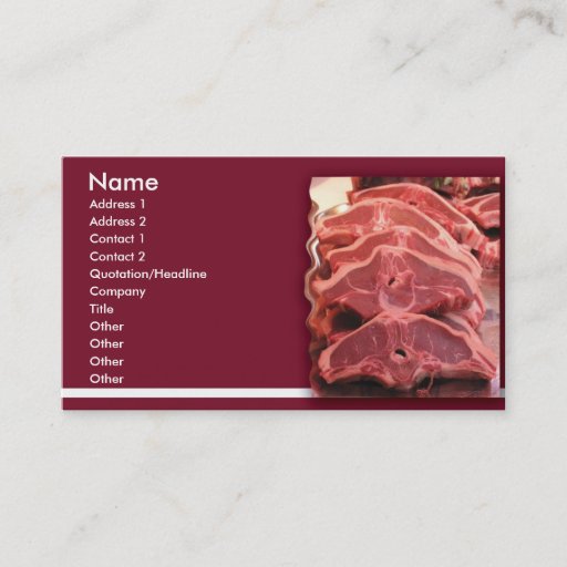 Customizable Uncooked Meat Business Card