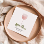 Uncork the Rosé Wine Glass Wedding, Bridal Shower Napkins<br><div class="desc">Uncork the Rosé before her big day. This napkin features watercolor painting of a tall wine glass. Customize with your information and change any wording to suit your event.</div>