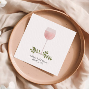 Uncork the Rosé Wine Glass Wedding, Bridal Shower Napkins