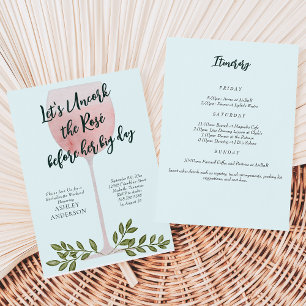 Uncork the Rosé Wine Watercolor Bachelorette Party Invitation