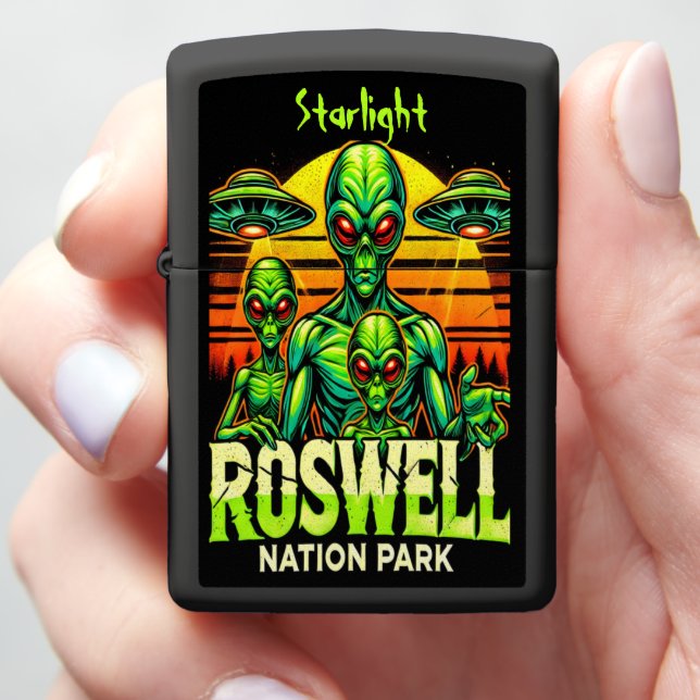 Uncover Alien Mysteries in Roswell! Zippo Lighter (In Hand)