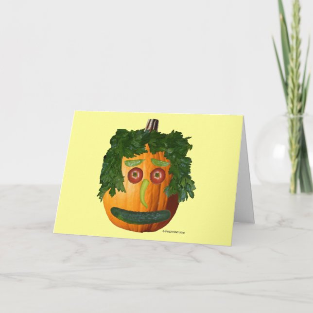 Uncut Pumpkin Face Greeting Card (Front)