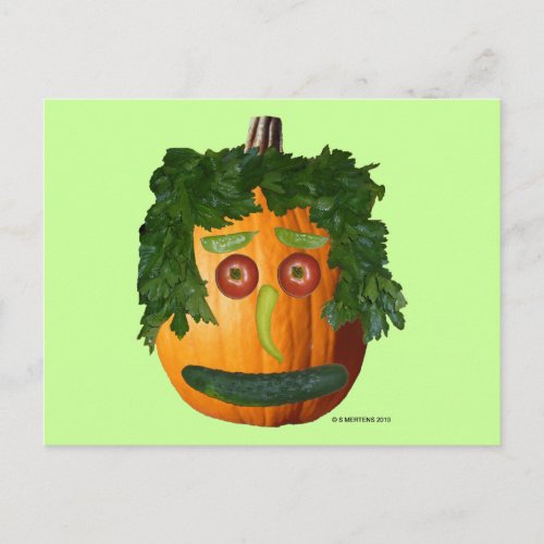 Uncut Pumpkin Face Postcard