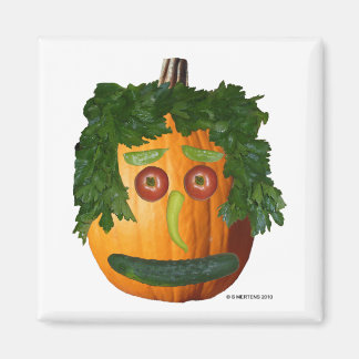 Uncut Pumpkin Face Square Magnet