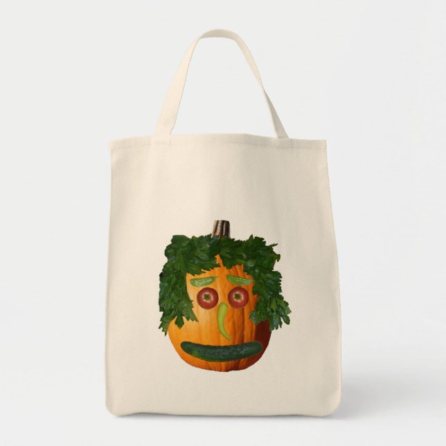 Uncut Pumpkin Face Tote Bag (Front)