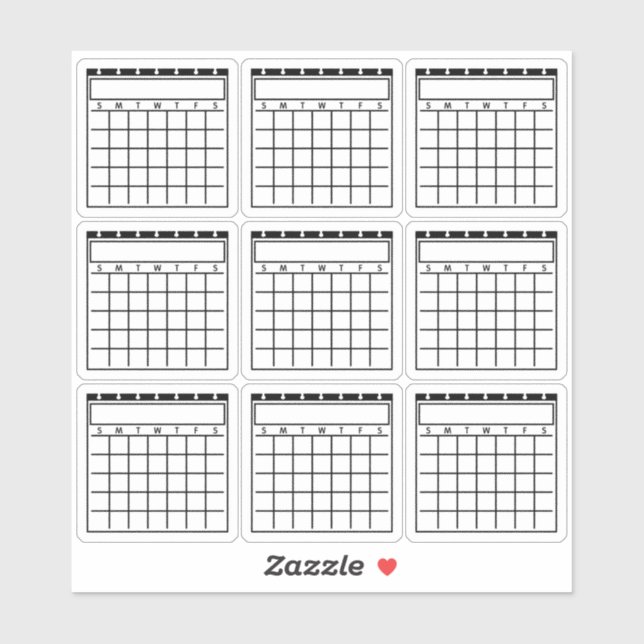 Undated Blank Calendars Planner Sticker (Sheet)