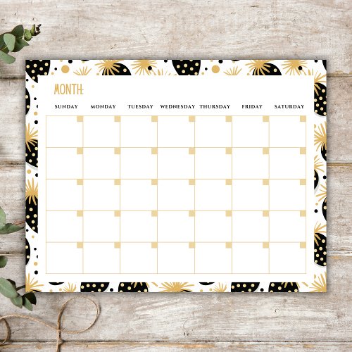 Undated Monday Planner with Black and Gold Theme Notepad