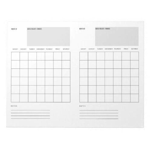 Undated Monthly Notepad