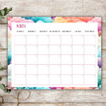 Undated Monthly Planner, Rainbow Cloud Border Notepad<br><div class="desc">With this 40-sheet pad with a rainbow cloud border,  you are ready to capture your monthly plans.</div>