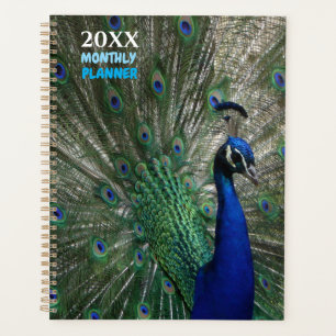 Undated Peacock Monthly Calendar Planner Book