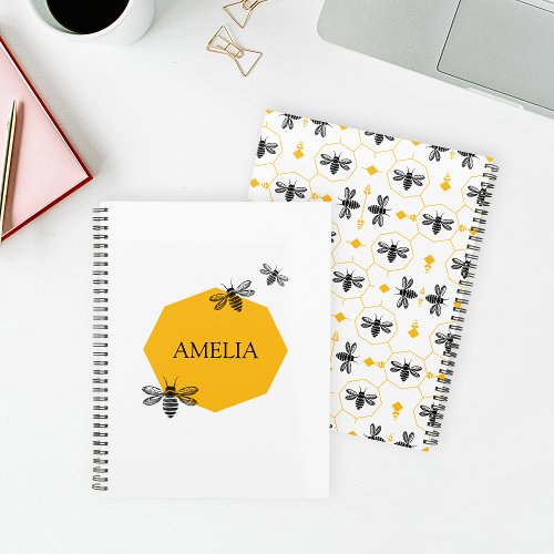 Undated Personalized Name Bee Yellow Stickers Planner