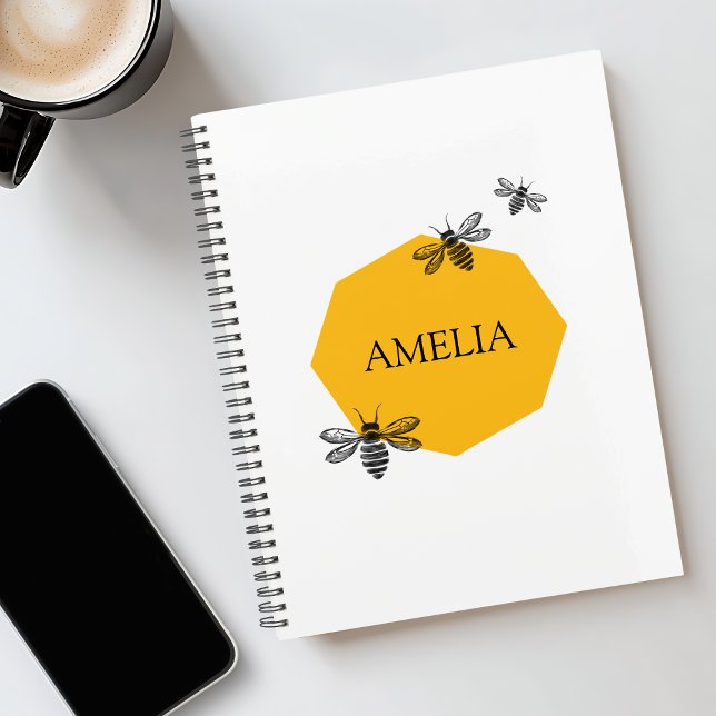 Undated Personalized Name Bee Yellow Stickers Planner (Undated Personalized Name Bee Yellow Stickers Planner)
