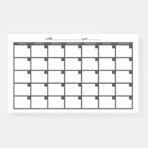 Undated Sticky Note Calendar - Black