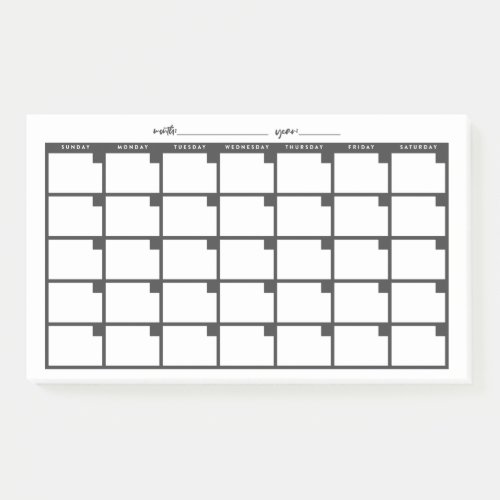 Undated Sticky Note Calendar _ Black