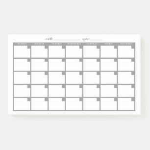 Undated Sticky Note Calendar - Gray