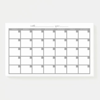 Undated Sticky Note Calendar - Gray