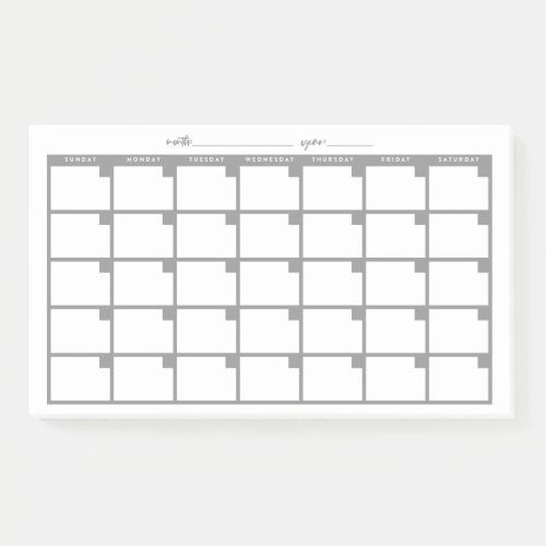 Undated Sticky Note Calendar _ Gray