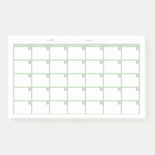 Undated Sticky Note Calendar _ Light Green