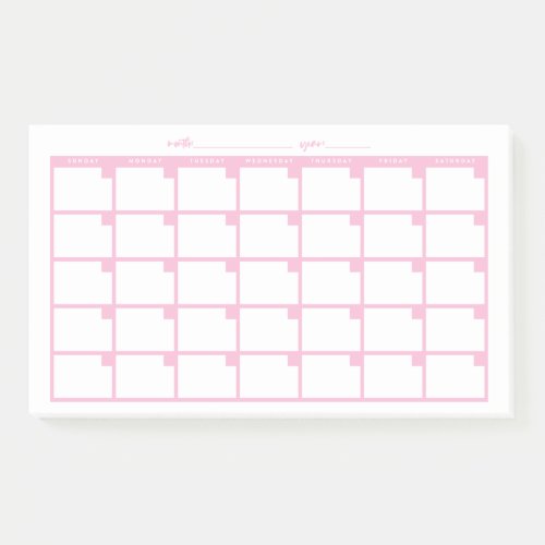 Undated Sticky Note Calendar _ Pink